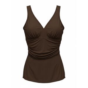 Inches Off Swimdress Womens Size 16 Brown One-Piece Ruched Tummy Control V-Neck